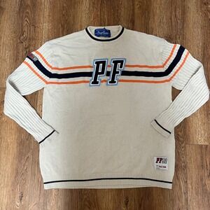 Y2K Phat Farm PF 92 Spellout
Streetwear Tan Knit Sweater Men's XXL Stripes
